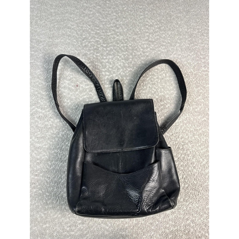 Hobo International Backpack Womens Small Black Leather Buckle Strap Bag